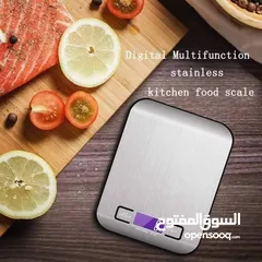  3 ميزان مطبخ رقمي رفيع للاستخدامات المنزلية ولوزن اطعمة الحمية الغذائية مع شاشة LCD ويزن حتى 5 كغم ×1g