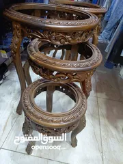  8 طقم طربيزات زان حفر دمياطي بحاله الوكاله ناقصه زجاج وبس عندي طقمين بسعر 120 دبنار