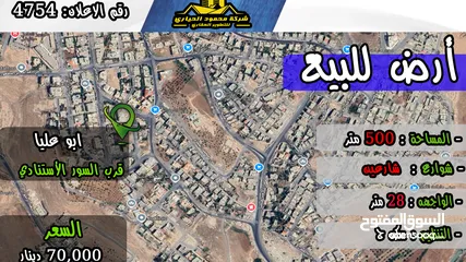  1 رقم الأعلان (4754) قطعة ارض للبيع في طبربور