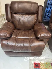  5 طقم ريكلاينر كهرباء جلد امريكي اصلي لازال جديد