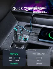  1 Ugreen BLUETOOTH CAR CHARGER USB FLASH DRIVE AND TF CARD SUPPORTED شاحن سيارة للتلفون