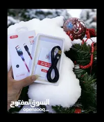  1 وصله usb كابل شحن سريع بقدره 5.0 امبير وصلة سريعه طول متر مقاومه للقطع او الاهتراء طبقه خارجيه كتان
