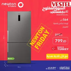  1 ثلاجة فيستل 564 لتر بفريزر علوي A++ من نيوتن ستورز nw10645