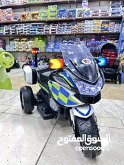  2 دراجة الشرطة الالمانية الكهربائية للأطفال أمنة وثابتة مع 3 عجلات 6 فولت  مع اضواء و صوتيات مميزة