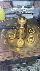  3 صنيه مع فناجينها نحاس صنع مصر