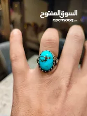  1 خاتم فيروز سيناوي فضة 925