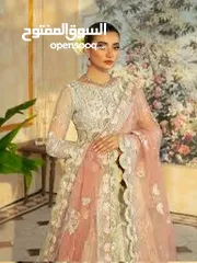  6 Party wear pink and white combination with silver hand embroidered