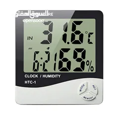  3 جهاز فحص الحرارة والرطوبة مع ساعة  Digital Hygrometer Thermometer Humidity Meter With Clock LCD