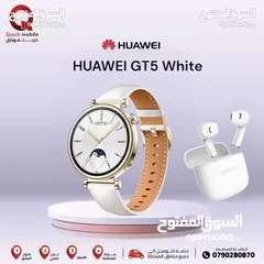  1 HUAWEI WATCH GT5 WHITE (41M) NEW /// ساعة هواي جي تي 5 لون ابيض مقاس 41 ملي الجديد