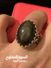  7 خاتم فضة ثقيله شغل يدوي متقن متوج بحجر كريم