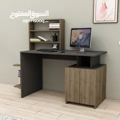  4 مكتب مع خزانة ورفوف بتصميم مميز مع إمكانية تغيير اللون والاتجاه