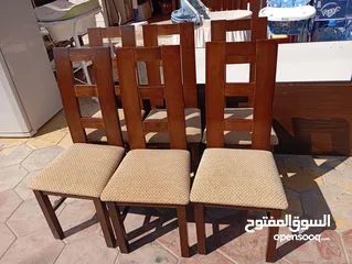  4 طاولة سفرة مع 6 كراسي خشب زان صلد بحال ممتاز جدا