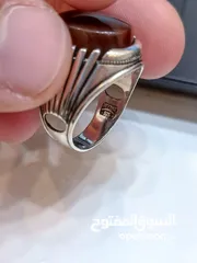  1 خاتم فضه 925 عقيق يمني نوع الحجر كبدي