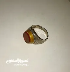  4 خاتم فضة بفص عقيق