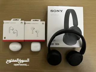  1 سماعات هواوي و سوني بحالة الجديد Huawei Freebuds و Sony WH-CH520