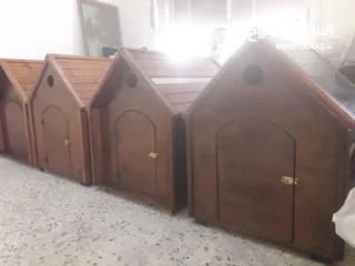  1 بيوت كلاب خشب لاتيه ملبس خشب سويد معزول من الحرارة والشتاء 120 عمق 80 عرض 115 ارتفاع