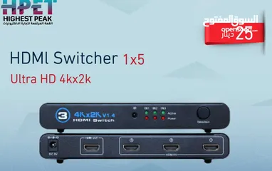  1 HDMI Switcher 1×5 Ultra HD 4kx2k