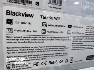 6 Tab BlackVeiw Tab60 Wifi  128 GB / 4 + 4 RAM  تابلت بلاك فيو جديد مسكر  كفالة الوكيل سنة كاملة.