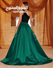  3 فستان سهرة مميز وراقي جدا لبسة واحدة فقط لون أخضر فخم ويأتي معه قطعة تنورة قابلة للإزالة