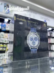  2 Huawei GT5 (blue 46mm) ساعة هواوي جيتي 5 باللون الازرق المميز جدا (شصي سلفر / كستك ازرق ) جديدة