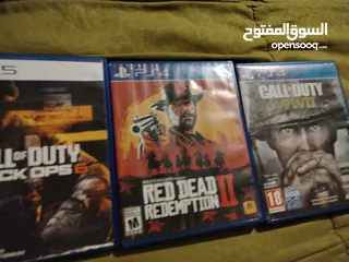  19 سيديات ps4 and ps5 للبيع سيدي red dead redemptiion 2 /blacl ops 6 world war war2