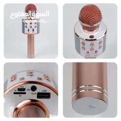  7 المايكرفون مع سماعه كاريوكي مكبر صوت سماعات بلوتوث راديو مايك سماعة هديه مايكرفون مكبر صوت سماعات