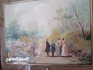  6 لوحة زيتية فرنسية قديمة عدد 2 ضمن برواز خشب رائع موقعين Ramadier