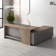  17 مكتب مدير مع جانبية ادراج وطاولة عرض مميز من لامينيت للأثاث المكتبي توصيل مجاني داخل عمان