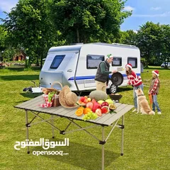  3 طقم طاولة ألمنيوم قابل للطي + 4 كراسي – خفيف، عملي، أنيق... الرفيق المثالي لكل مشاويرك!