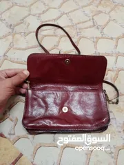  3 شنطة وحقيبة جلدية فاخرة وانيقة للسيدات بلون خمري أنيق مصنوعة من الجلد الأصلي الطبيعي 100 %