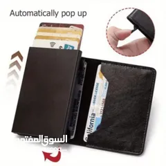  20 محفظة رجالي مميزة للنقد والبطاقات موديل جديد جلد صناعي وستانلس ستيل لون اسود