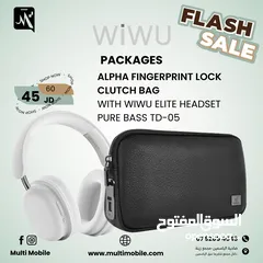 1 WIWU ALPHA FINGERPRINT LOCK CLUTCH BAG With wiwu Elite Headset Pure Bass TD-05