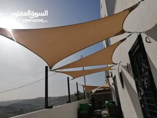  6 مظلات خارجية مضلات خارجية تفصيل اشرعة برقولات خارجية سواتر جانبية تجهيز شاليهات