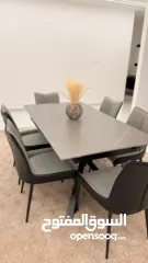  2 طاولة سفرة مودرن/ سيراميك كراسي جلد قوي وسميك