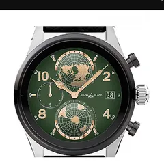  8 Luxury Digital Mont Blanc Smart Watch: Summit 3 Tri-Color Edition - Green Leather & Black Straps