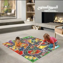  3 سجادة شوارع سيارات مع 12 سياره معدنيه سجاده 90 سم لتمرير السياره على الشوارع المرسومه