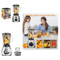 18 خلاط ستانلس شاف زجاج 2 في 1 خلاط Sokany مع مطحنه 1.5 لتر 3 سرعات مكسر mixer
