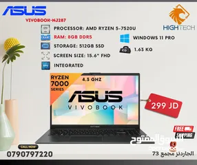  1 لابتوب اسوس ريزن 5 رام8جيجا 512جيجا SSD شاشة15.6" FHD ووندوز 11 برو-لابتوبات ASUS
