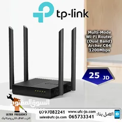  1 راوتر Tp-Link C64 مخصص للسرعات العالية وانترنت الفايبر بمداخل Gigabit