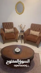  4 صالون كامل طقم امريكي وطاولات خشب وقطعة سجاد مع ثريا خشب