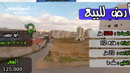  1 رقم الاعلان (4486) ارض للبيع في ابو نصير قرب نادي ابو نصير