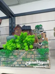  8 منظر ديكور نوافير شلال نافوره مع   كرستاله دواره  مضيئه