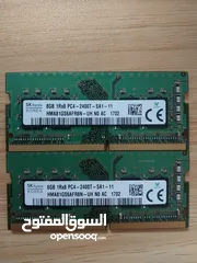 1 رامات 8 جيجا RAM DDR4 8GB 2400MHZ عدد 2 , الحبة ب 10 دنانير