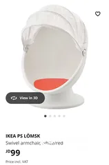  12 كرسي أيكيا شكل بيضة مع مظلة (Egg Chair) دوّار عدد 2 (لون أحمر وبرتقالي) شراء من بريطانيا للبيع