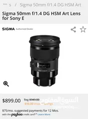  2 Sigma Art 50mm F1.4 For SONY EF Full Frame