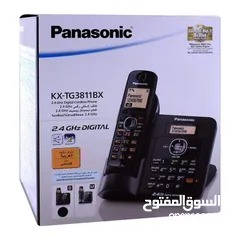  1 تلفون ارضي لاسلكي مع قاعدة تحكم ديجيتال نوع بناسونك صناعة ماليزيا KX-TG3811BX