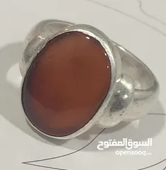  1 خاتم عقيق احمر صياغه بحرينيه كتف فضه 925 صب