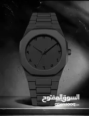  2 ساعة يد رجالية فاخرة باللون الأسود المطفي الكامل-تصميم انيق و عصري- افضل جودة و اقل سعر.