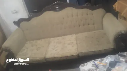  6 طقمين كنب زان مستعمل بدون طاولات للبيع