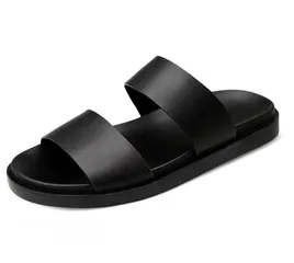  5 Men black genuine leather slippers now available in oman order now